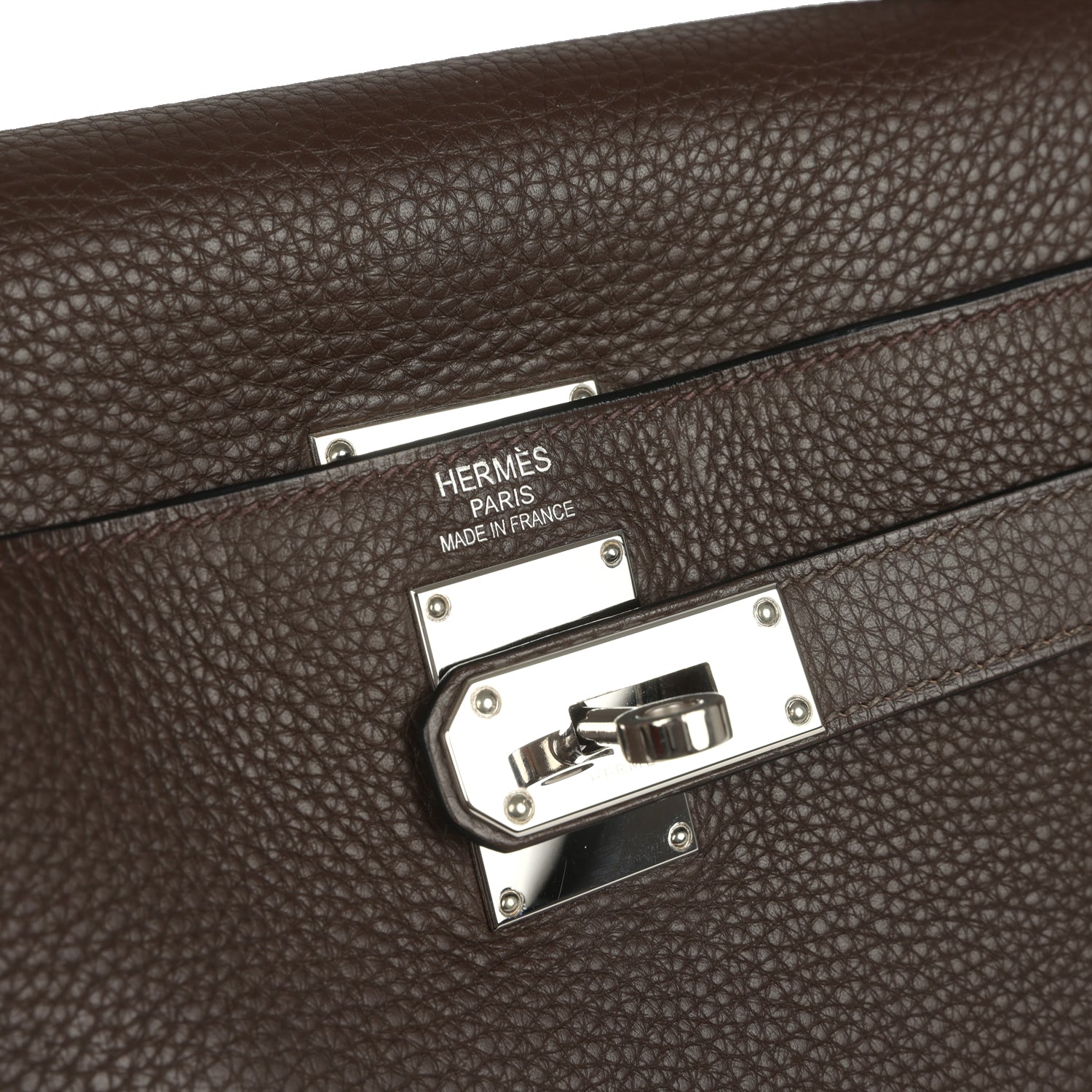 Vintage Hermes Fringe Shoulder Kelly 42 JPG Chocolat Clemence Palladium Hardware