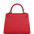Hermes Kelly Sellier 25 Rouge Piment Verso Madame Palladium Hardware
