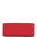 Hermes Kelly Sellier 25 Rouge Piment Verso Madame Palladium Hardware