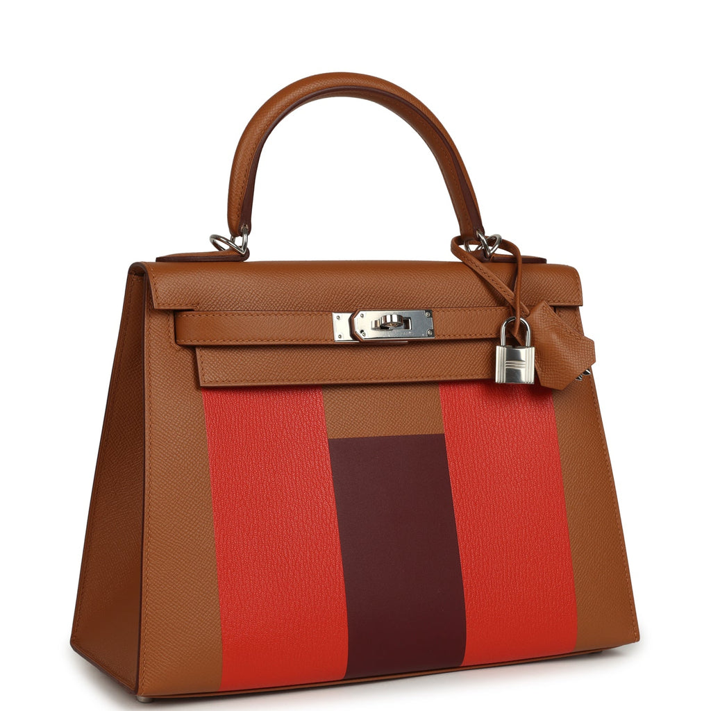 Hermes Kellygraphie Kelly Sellier 28 "Lettre H" Gold Epsom Palladium Hardware