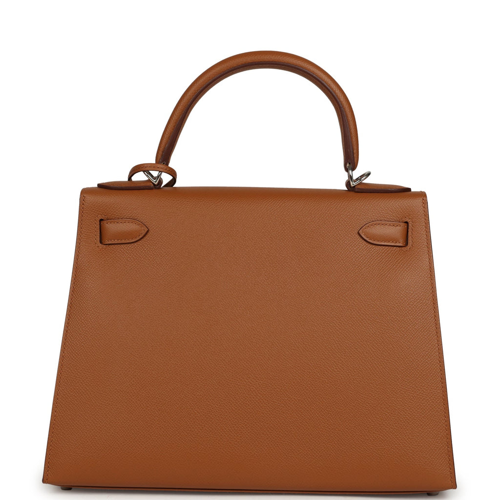 Hermes Kellygraphie Kelly Sellier 28 "Lettre H" Gold Epsom Palladium Hardware