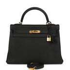 Hermes Kelly Retourne 32 Black Togo Gold Hardware