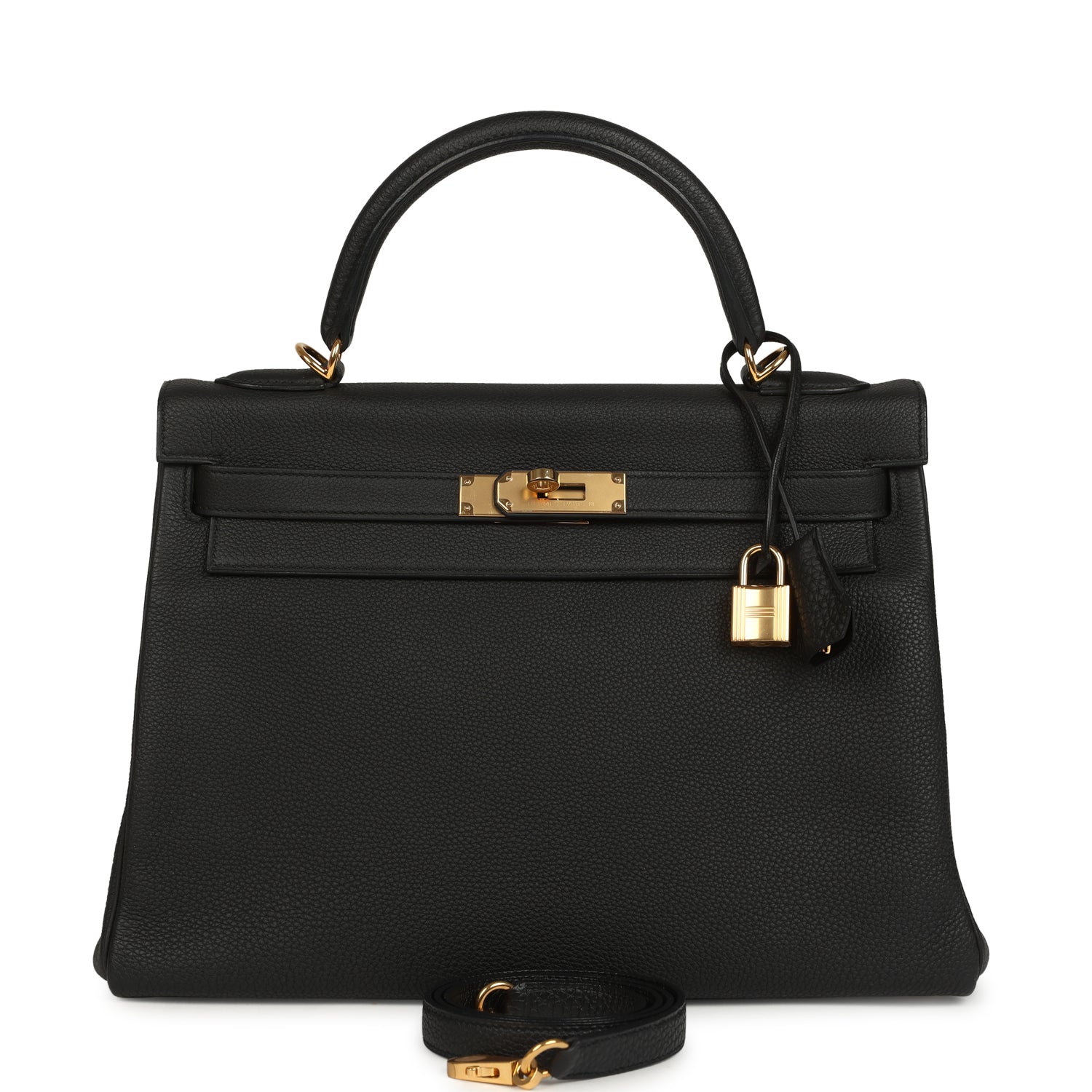 Hermes Kelly Retourne 32 Black Togo Gold Hardware