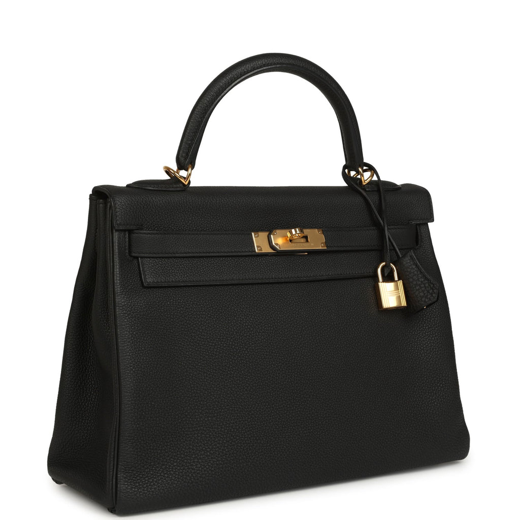 Hermes Kelly Retourne 32 Black Togo Gold Hardware
