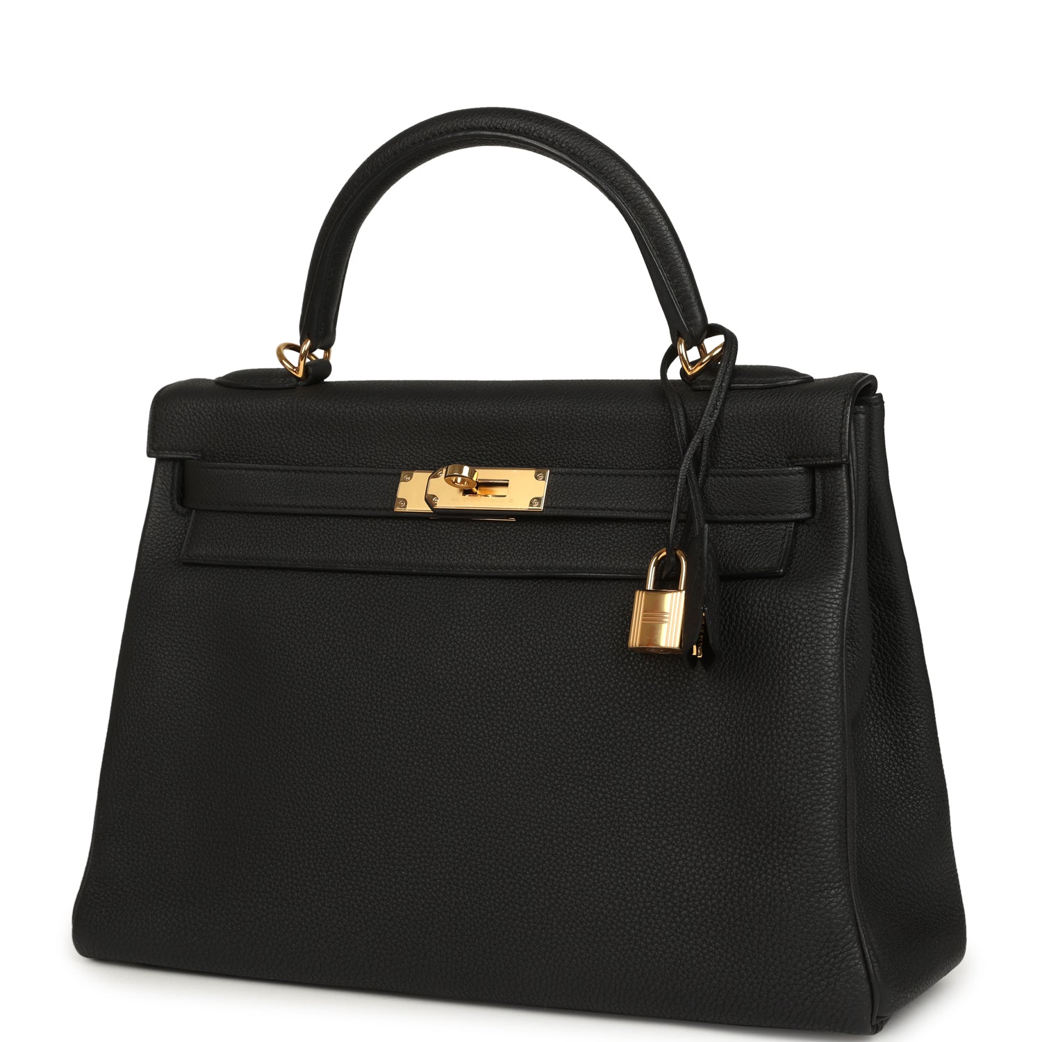 Hermes Kelly Retourne 32 Black Togo Gold Hardware