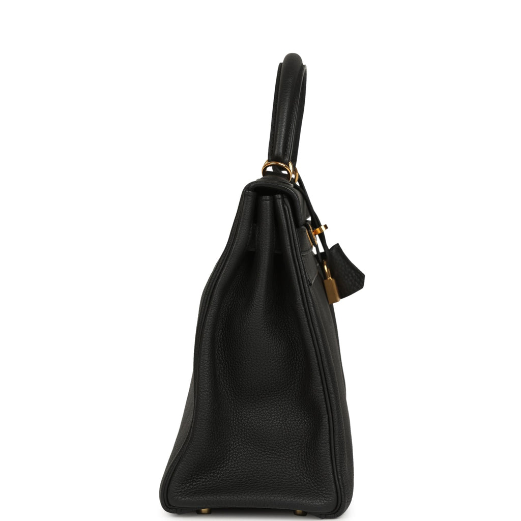 Hermes Kelly Retourne 32 Black Togo Gold Hardware