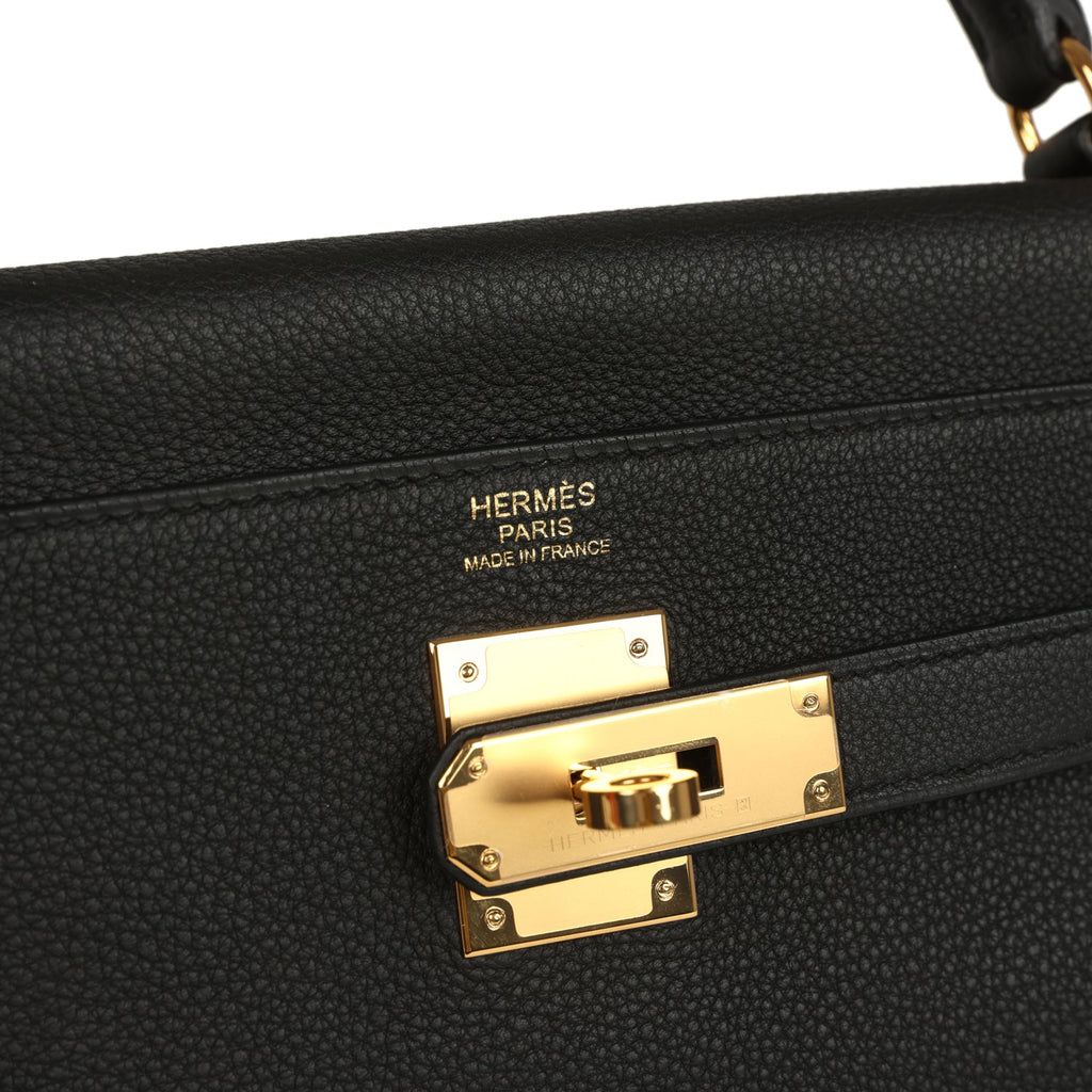 Hermes Kelly Retourne 32 Black Togo Gold Hardware