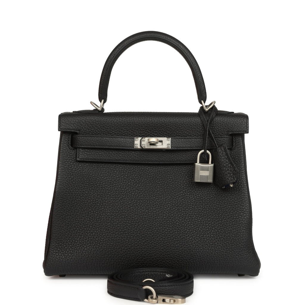 Hermes Special Order (HSS) Kelly Retourne 25 Black Verso Togo Brushed Palladium Hardware