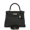 Hermes Special Order (HSS) Kelly Retourne 25 Black Verso Togo Brushed Palladium Hardware