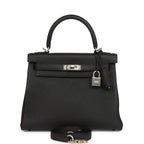 Hermes Special Order (HSS) Kelly Retourne 25 Black Verso Togo Brushed Palladium Hardware