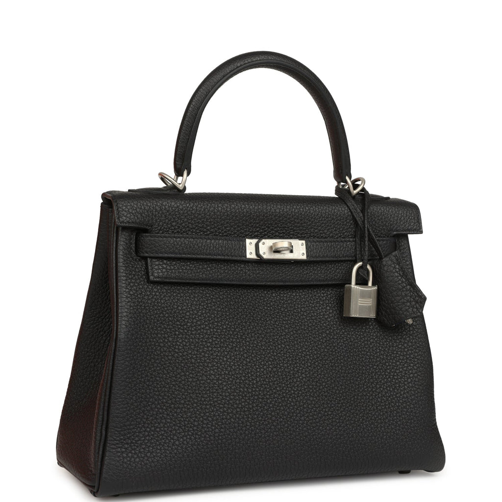 Hermes Special Order (HSS) Kelly Retourne 25 Black Verso Togo Brushed Palladium Hardware