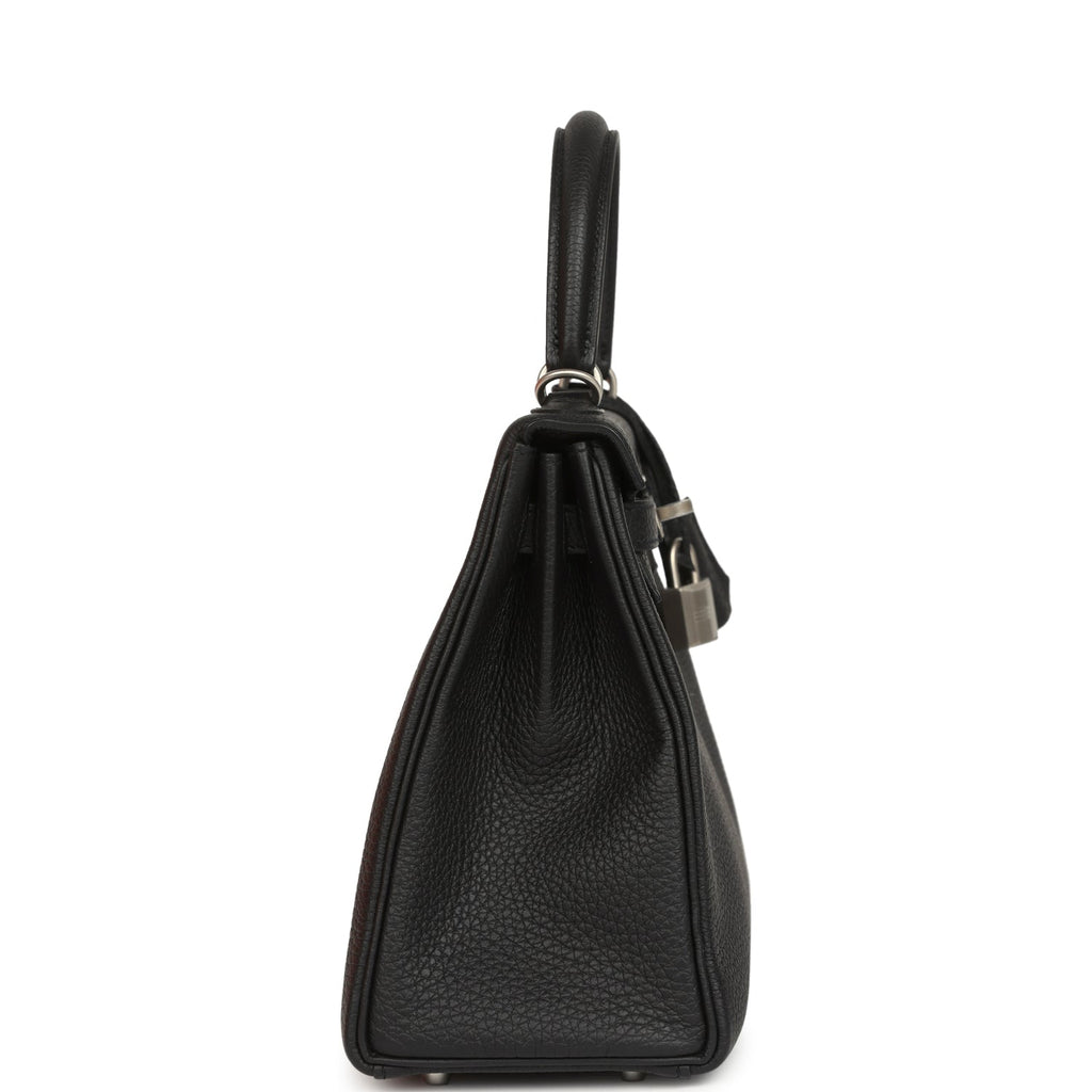 Hermes Special Order (HSS) Kelly Retourne 25 Black Verso Togo Brushed Palladium Hardware