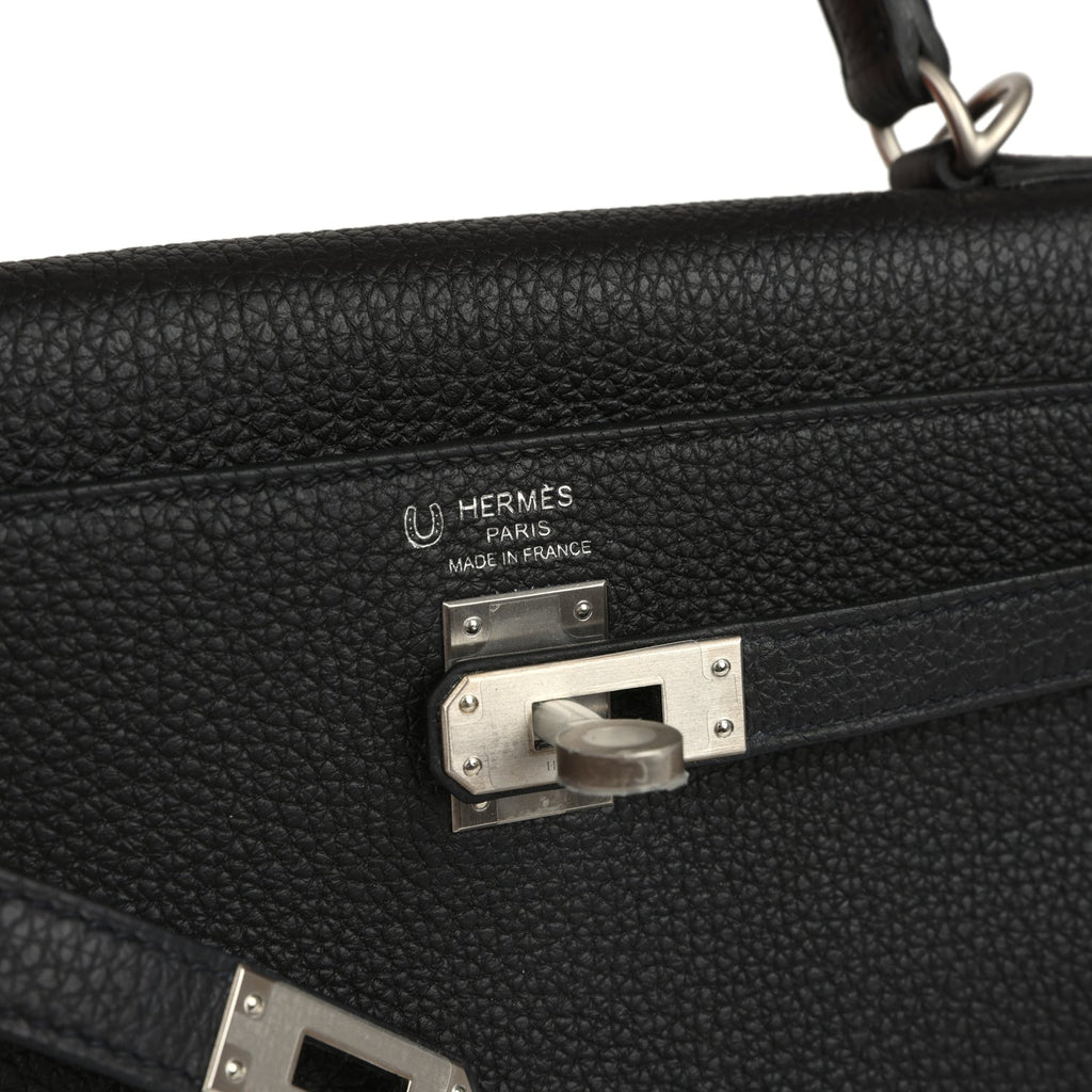Hermes Special Order (HSS) Kelly Retourne 25 Black Verso Togo Brushed Palladium Hardware