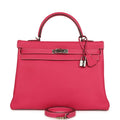 Hermes Candy Kelly Retourne 35 Rose Tyrien Epsom Palladium Hardware