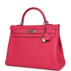 Hermes Candy Kelly Retourne 35 Rose Tyrien Epsom Palladium Hardware
