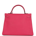 Hermes Candy Kelly Retourne 35 Rose Tyrien Epsom Palladium Hardware