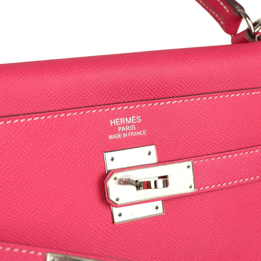 Hermes Candy Kelly Retourne 35 Rose Tyrien Epsom Palladium Hardware