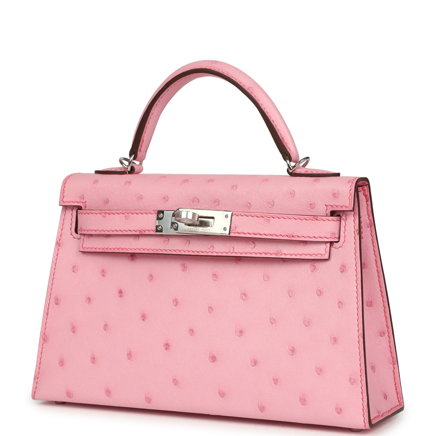 Hermes Kelly Sellier 20 Bubblegum Ostrich Palladium Hardware