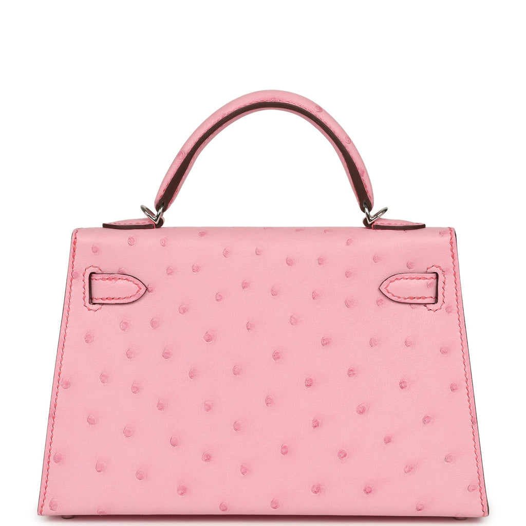 Hermes Kelly Sellier 20 Bubblegum Ostrich Palladium Hardware
