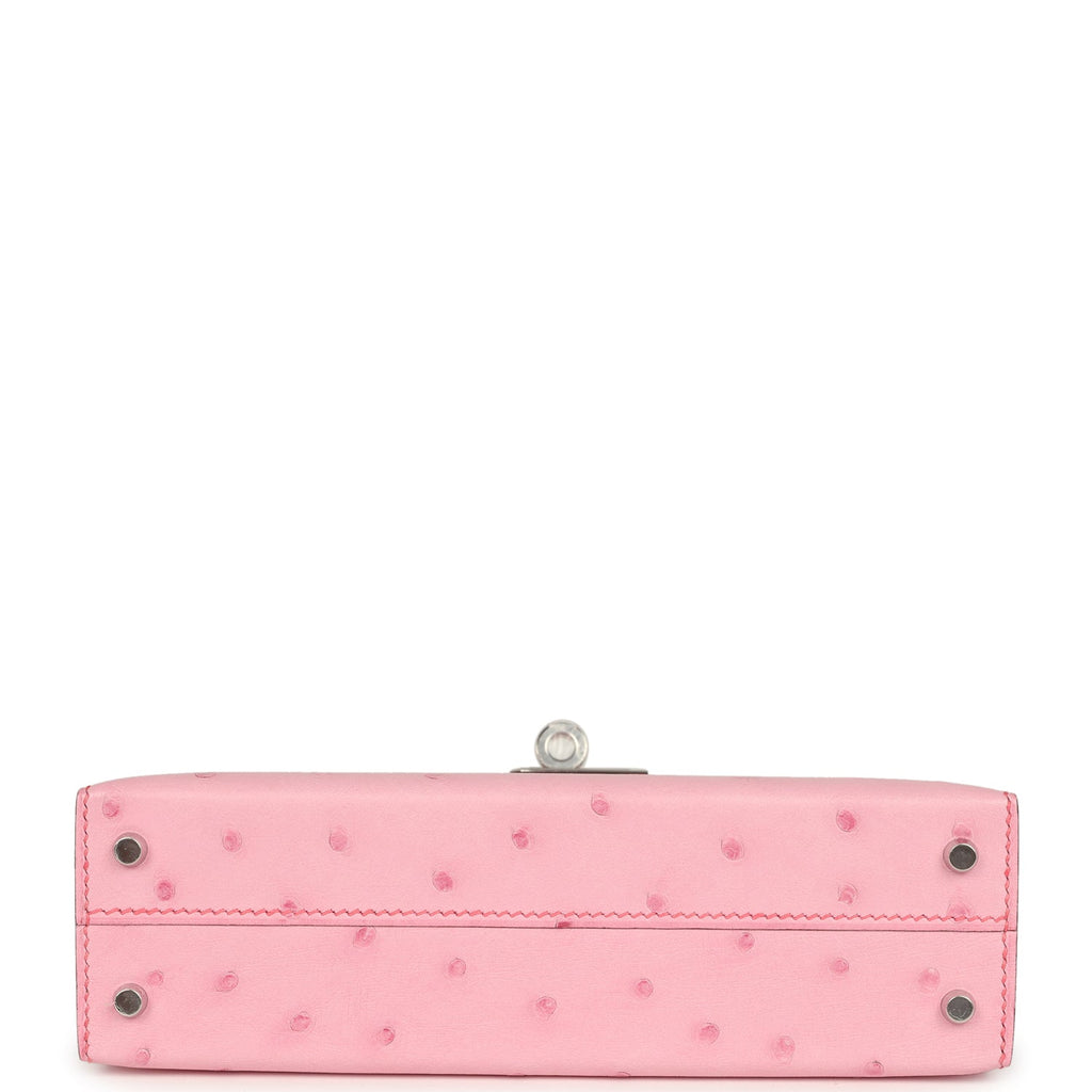 Hermes Kelly Sellier 20 Bubblegum Ostrich Palladium Hardware