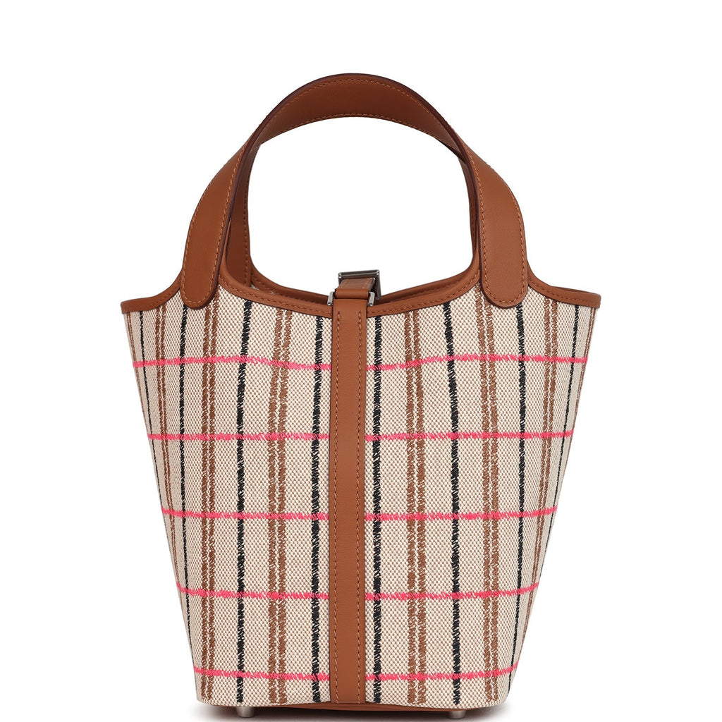 Hermes Picotin Lock 18 Gold, Ecru-Beige, Rose Pop, Black Toile H and Fauve Swift and Toile H Palladium Hardware
