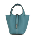 Hermes Picotin Lock 18 Blue Jean Clemence Palladium Hardware