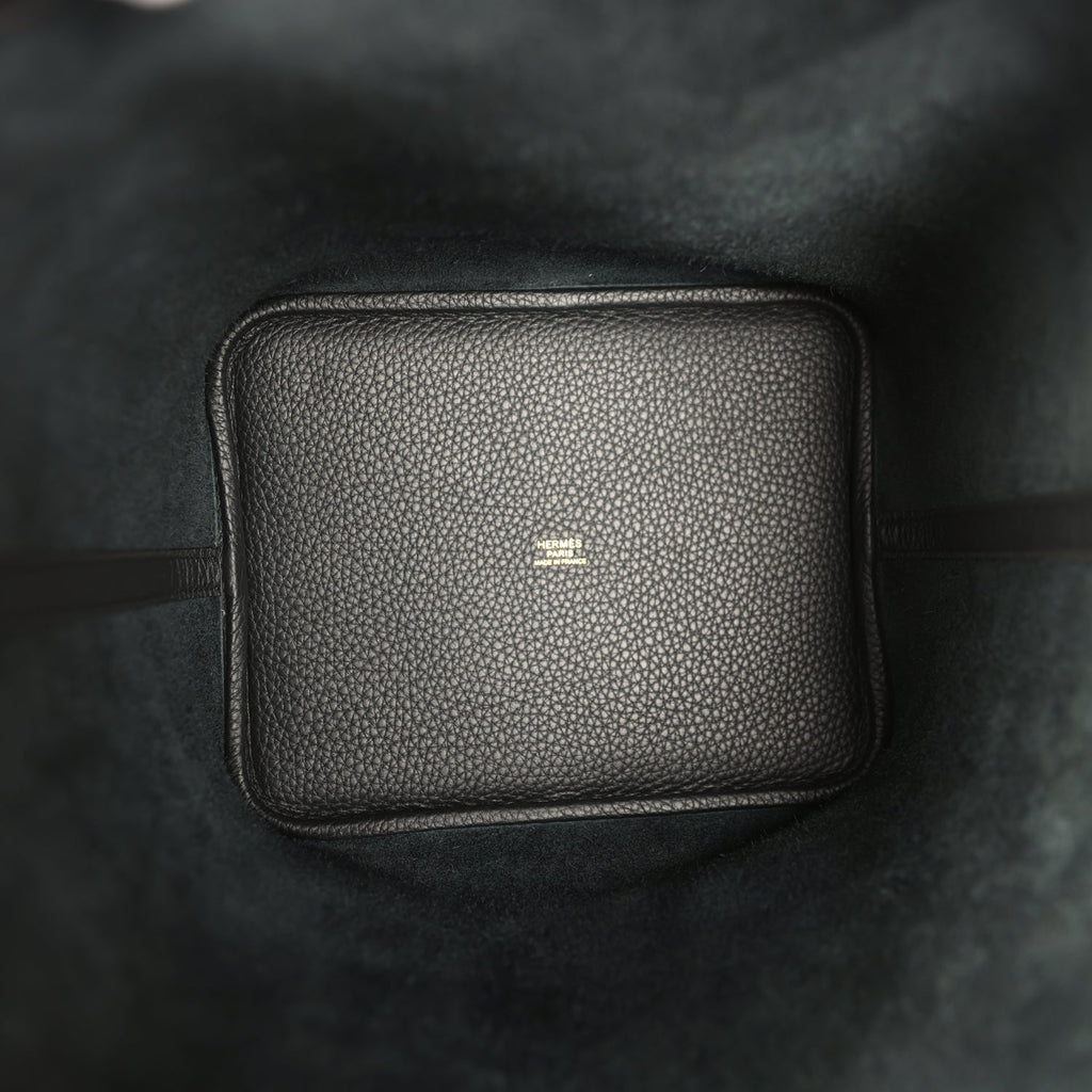 Hermes Picotin Lock 22 Black Clemence Gold Hardware