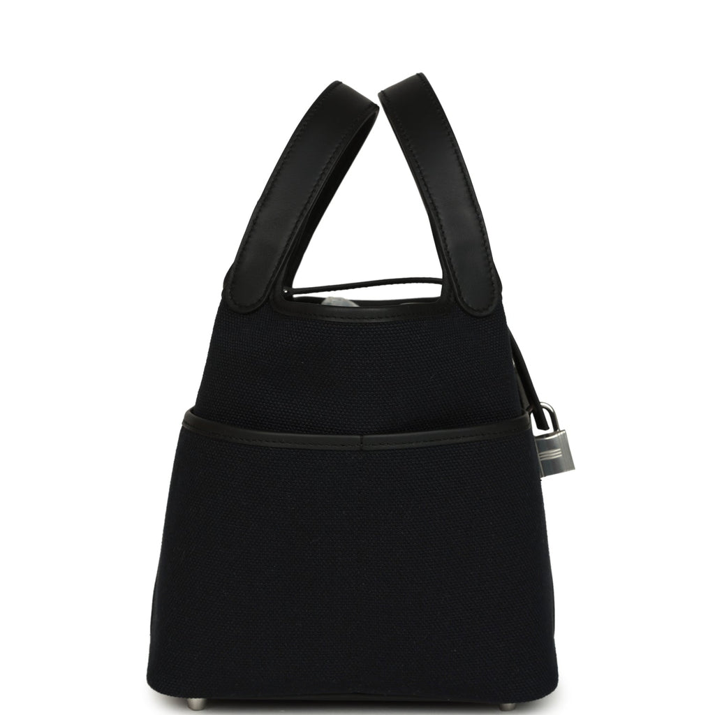 Hermes Picotin Cargo 18 Black Toile Goeland and Swift Palladium Hardware