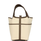 Hermes Picotin Cargo 18 Ecru Toile Canvas and Etoupe Swift Gold Hardware