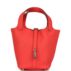 Hermes Picotin Lock 18 Rose Texas Clemence Palladium Hardware