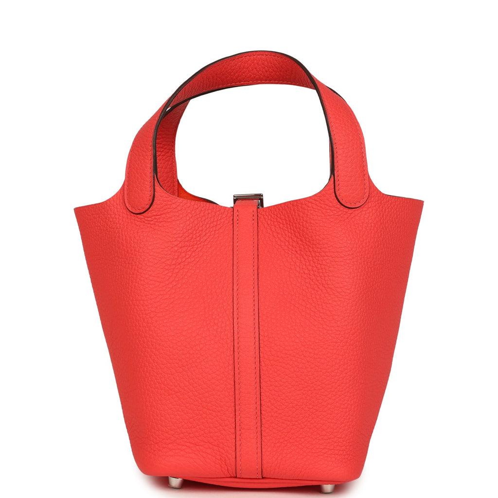 Hermes Picotin Lock 18 Rose Texas Clemence Palladium Hardware