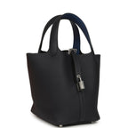 Hermes Picotin Lock Eclat 18 Bleu Nuit Clemence and Bleu France Swift Palladium Hardware