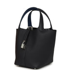 Hermes Picotin Lock Eclat 18 Bleu Nuit Clemence and Bleu France Swift Palladium Hardware