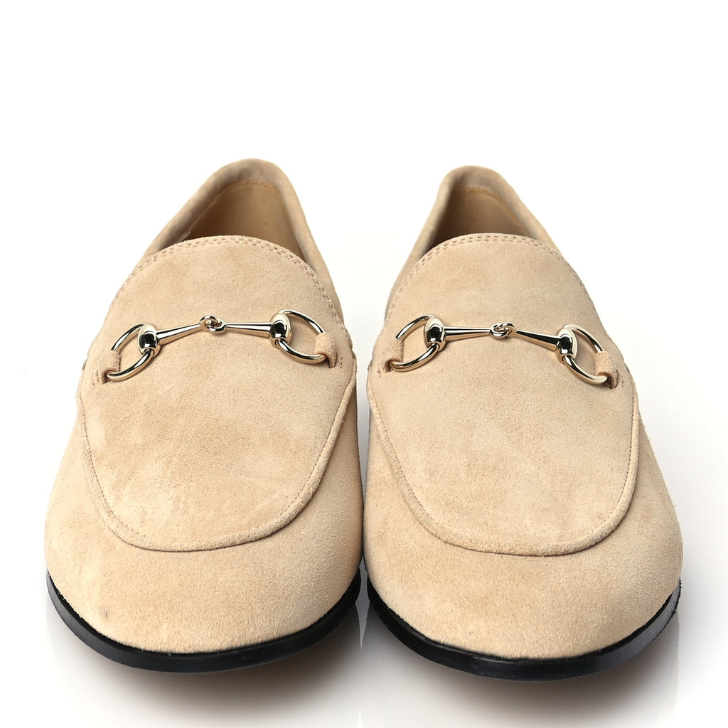 Gucci Suede Horsebit Womens Jordaan Loafers 39 Pink Sand