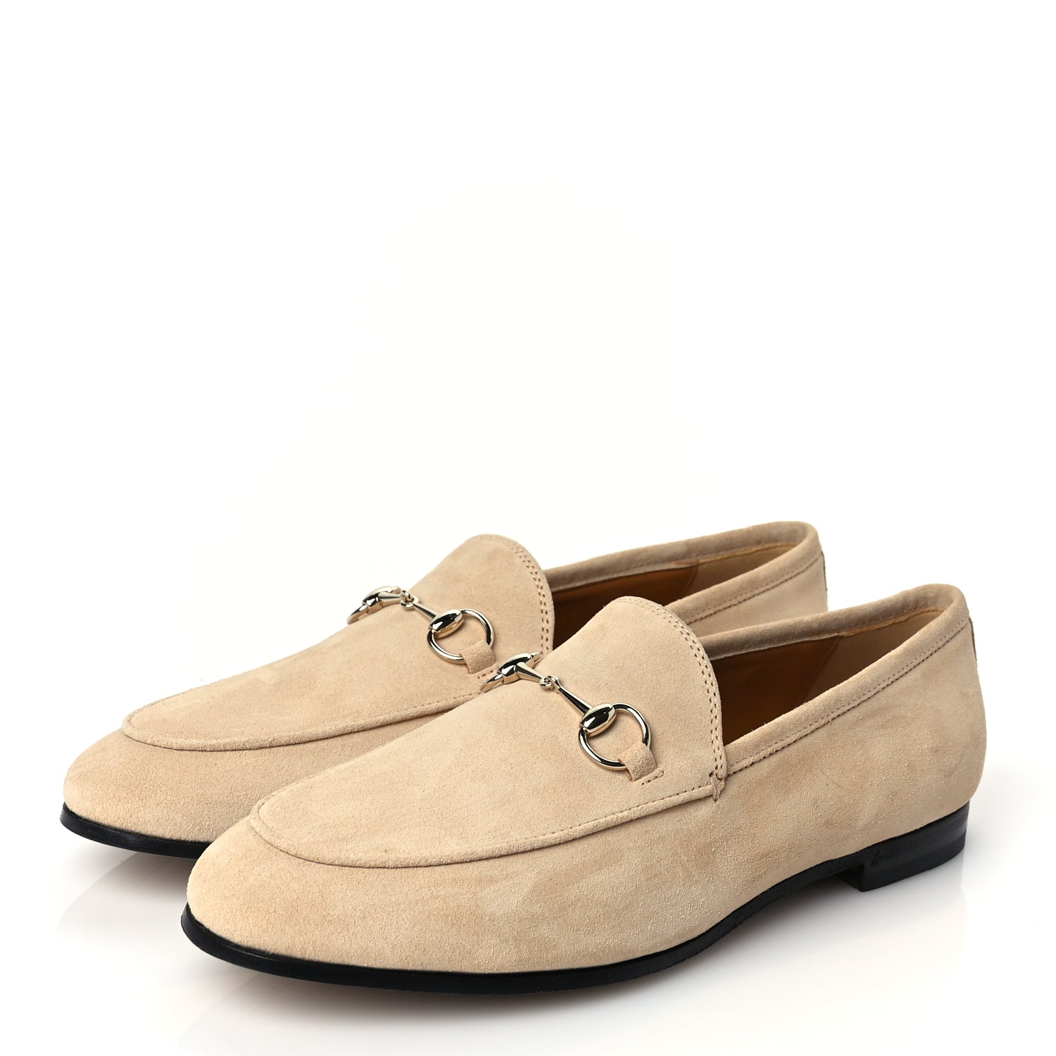 Gucci Suede Horsebit Womens Jordaan Loafers 39 Pink Sand