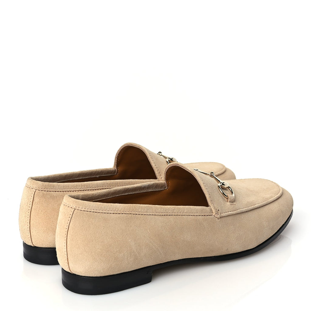 Gucci Suede Horsebit Womens Jordaan Loafers 39 Pink Sand