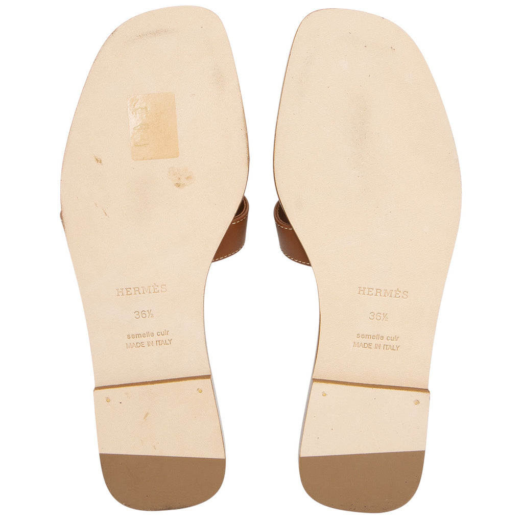 Hermes Box Calfskin Oran Sandal - Size 6.5 / 36.5