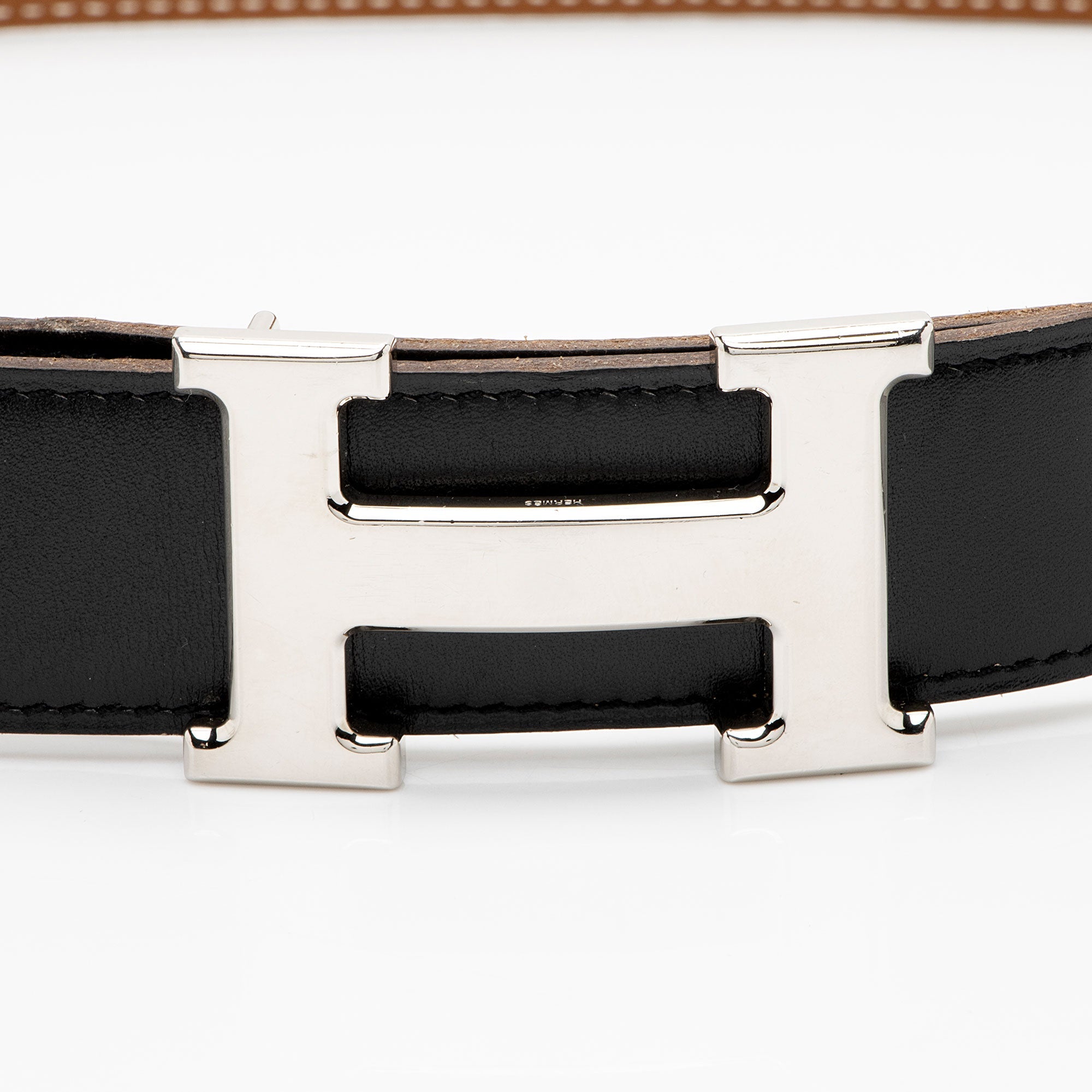 Hermes Box Calfskin Togo Leather 32mm Reversible H Belt - Size 34 / 85