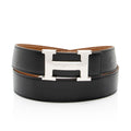 Hermes Box Calfskin Togo Leather 32mm Reversible H Belt - Size 34 / 85