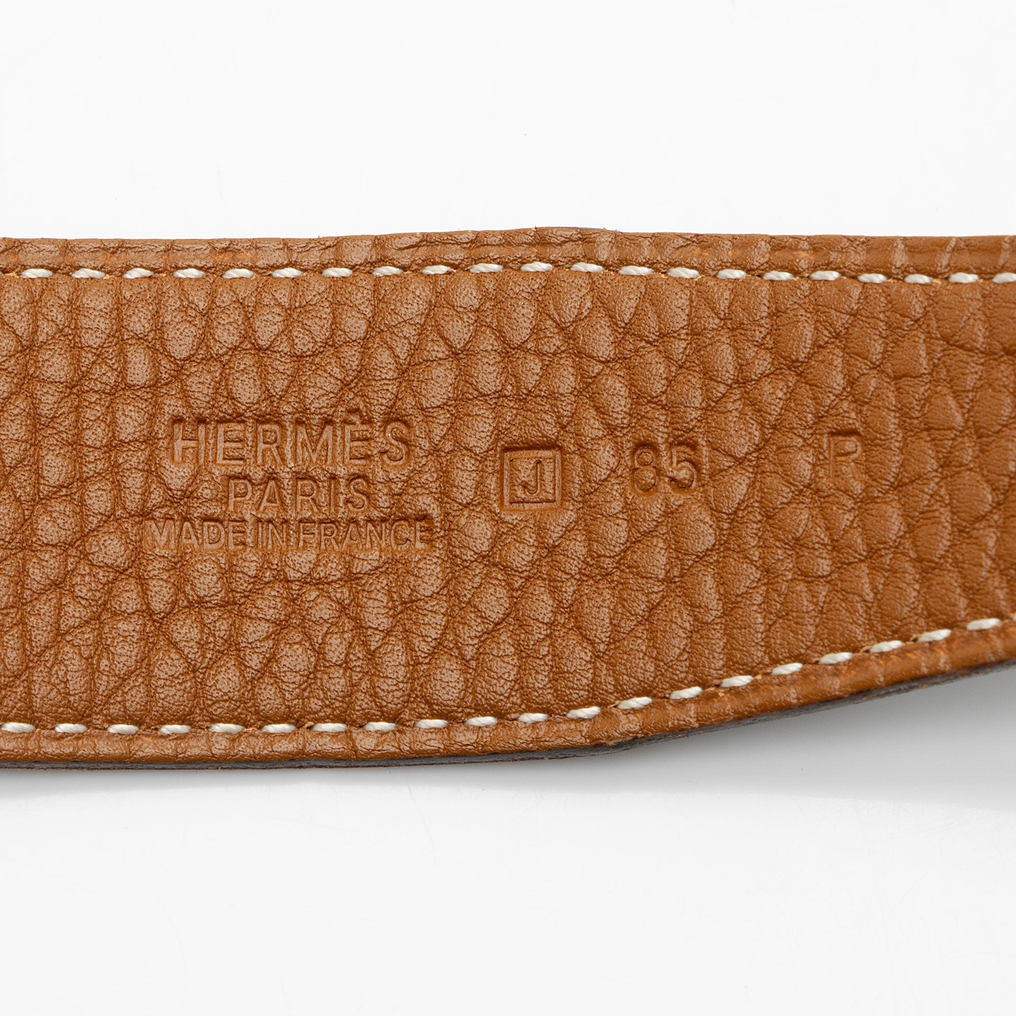 Hermes Box Calfskin Togo Leather 32mm Reversible H Belt - Size 34 / 85