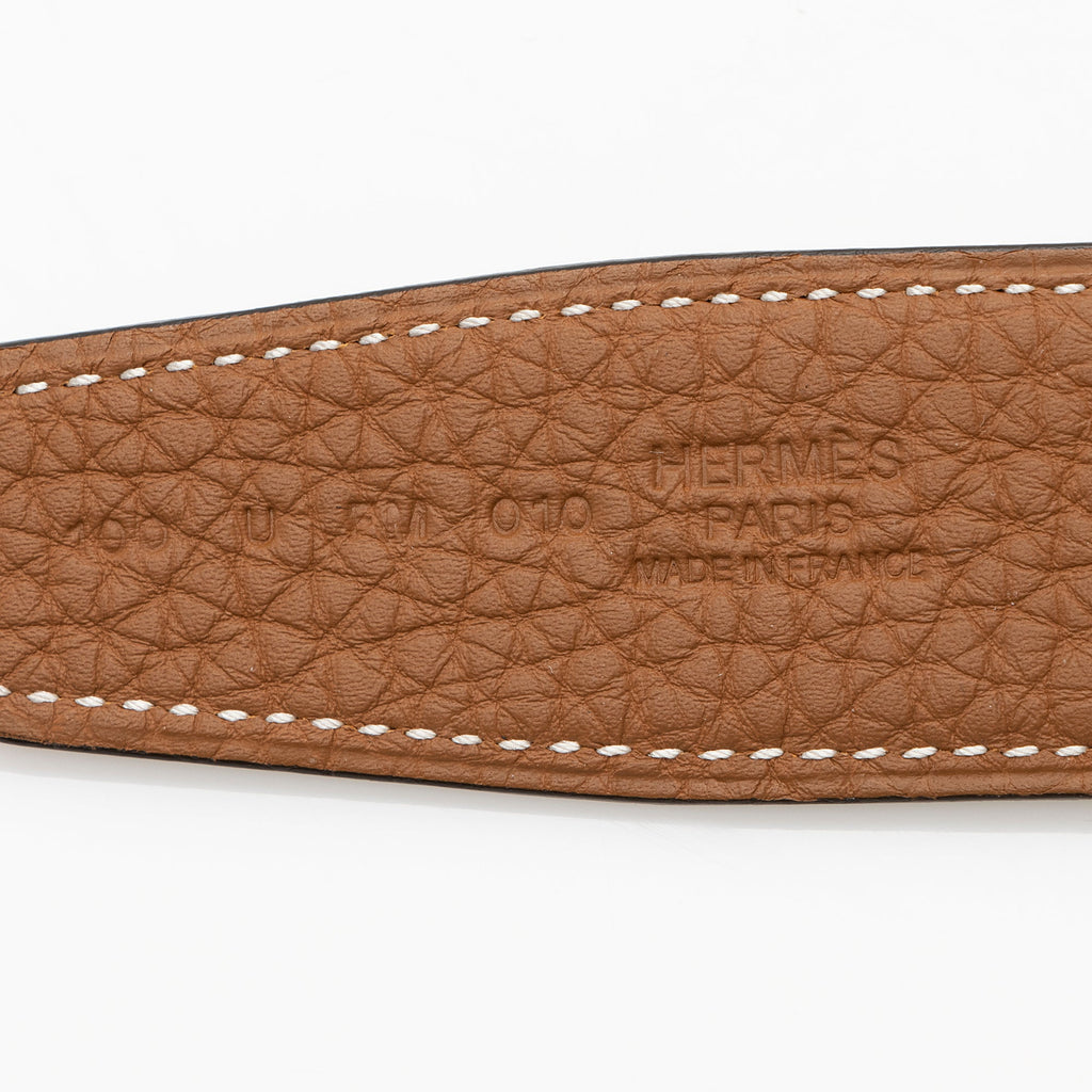 Hermes Box Togo Calfskin H Striee Reversible Belt - Size 42 / 100 (SHF-22294)