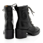 Hermes Calfskin Embossed Bridge Combat Boots - Size 7.5 / 37.5
