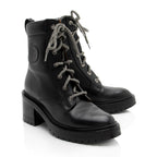 Hermes Calfskin Embossed Bridge Combat Boots - Size 7.5 / 37.5