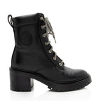 Hermes Calfskin Embossed Bridge Combat Boots - Size 7.5 / 37.5