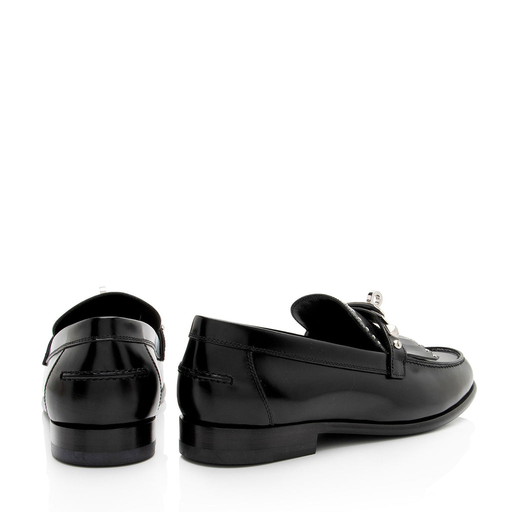 Hermes Calfskin Studded Fringe Destin Loafers - Size 7 / 37