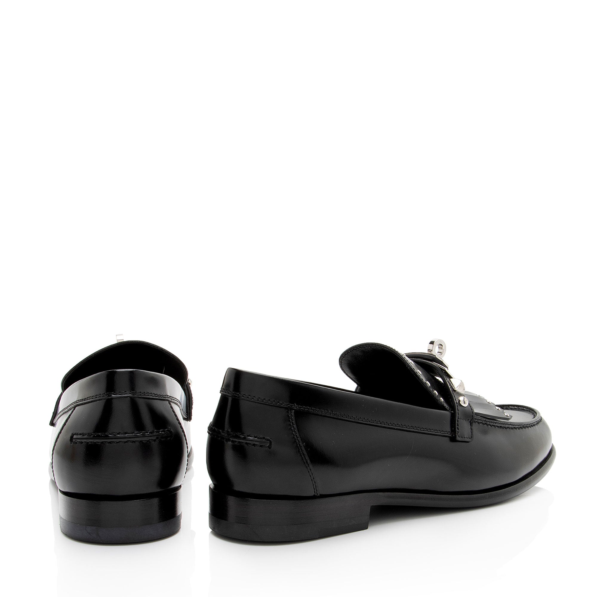 Hermes Calfskin Studded Fringe Destin Loafers - Size 7 / 37