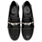 Hermes Calfskin Studded Fringe Destin Loafers - Size 7 / 37