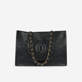 Chanel CC Shopping Tote - Black Glazed Calfskin | Gold Hardware