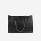 Chanel CC Shopping Tote - Black Glazed Calfskin | Gold Hardware