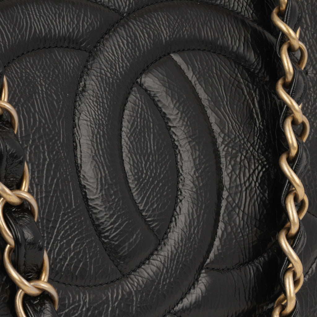 Chanel CC Shopping Tote - Black Glazed Calfskin | Gold Hardware